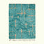 Aqua and ivory Mrirt rug Azegzaw with abstract grid pattern, full rug view