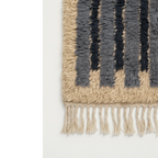 Hand-tied fringe and wool pile detail of the Asif blue rug.