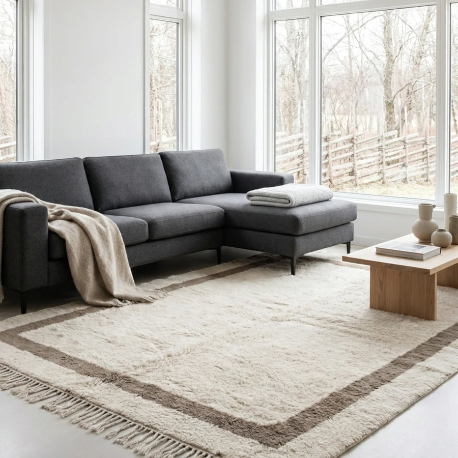 Asirem ivory Beni Ourain rug in a modern interior