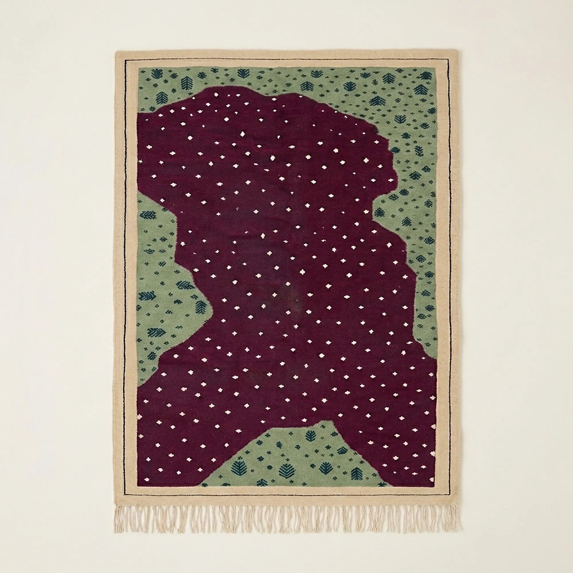 Plum Zanafi rug Asni with dotted organic field, full rug view
