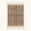 Full view of the Aylal taupe Beni Ourain rug with minimalist stripes and hand-tied fringe.