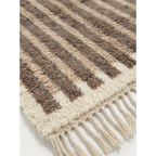 Close-up of the taupe and ivory striped pattern on the Aylal Moroccan rug.