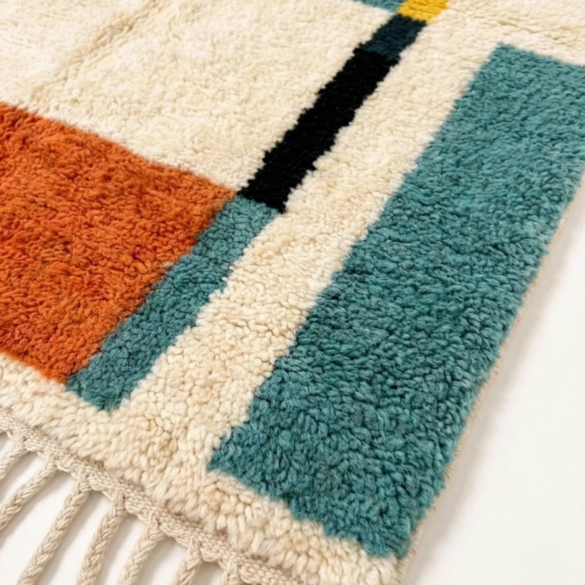 Ayyur teal Beni Ourain rug pattern detail