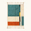 Ayyur teal Beni Ourain rug with abstract color block design, full view