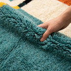 Ayyur teal Beni Ourain rug plush wool softness detail