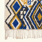 Blue Azilal rug diamond pattern close-up