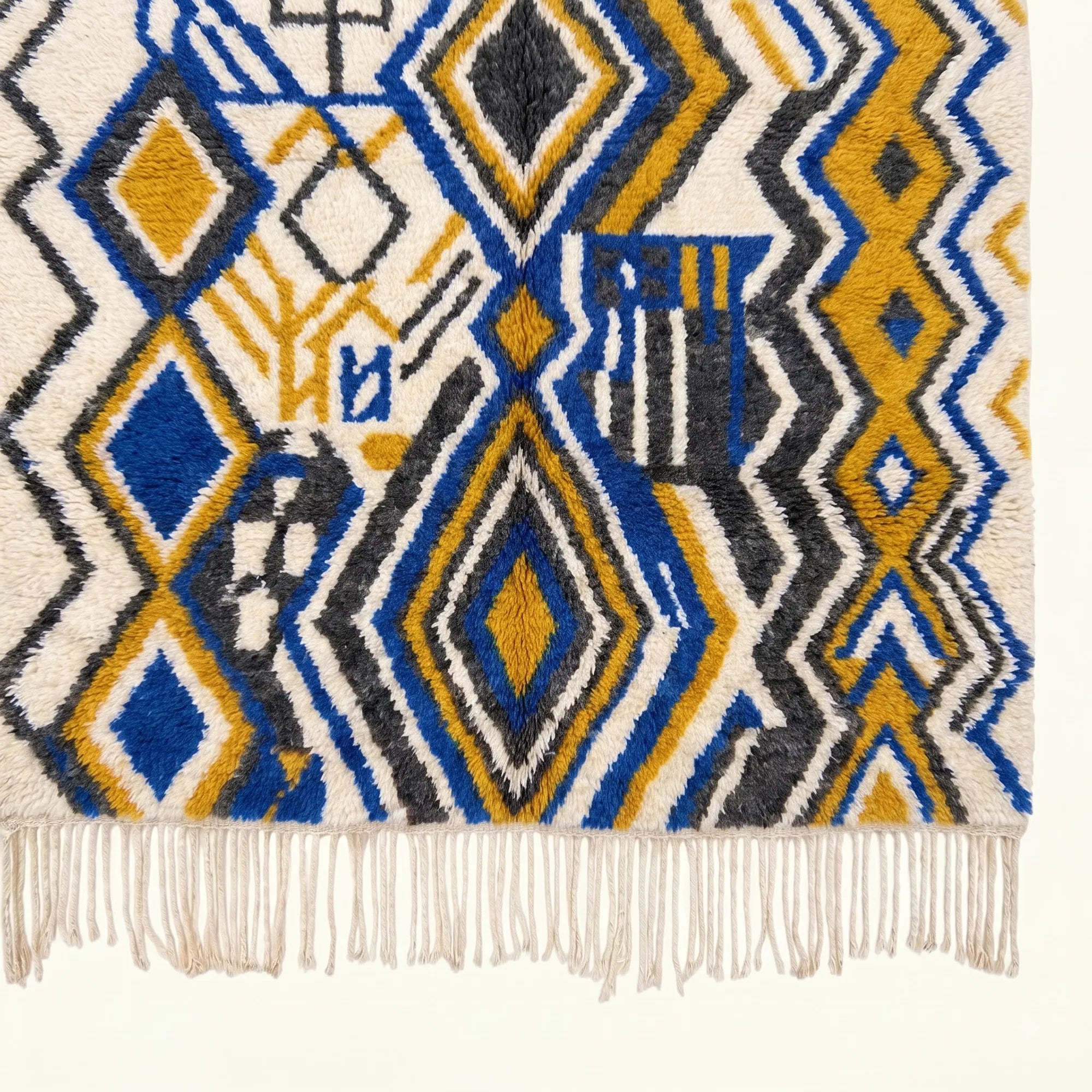 Blue Azilal rug wool texture detail