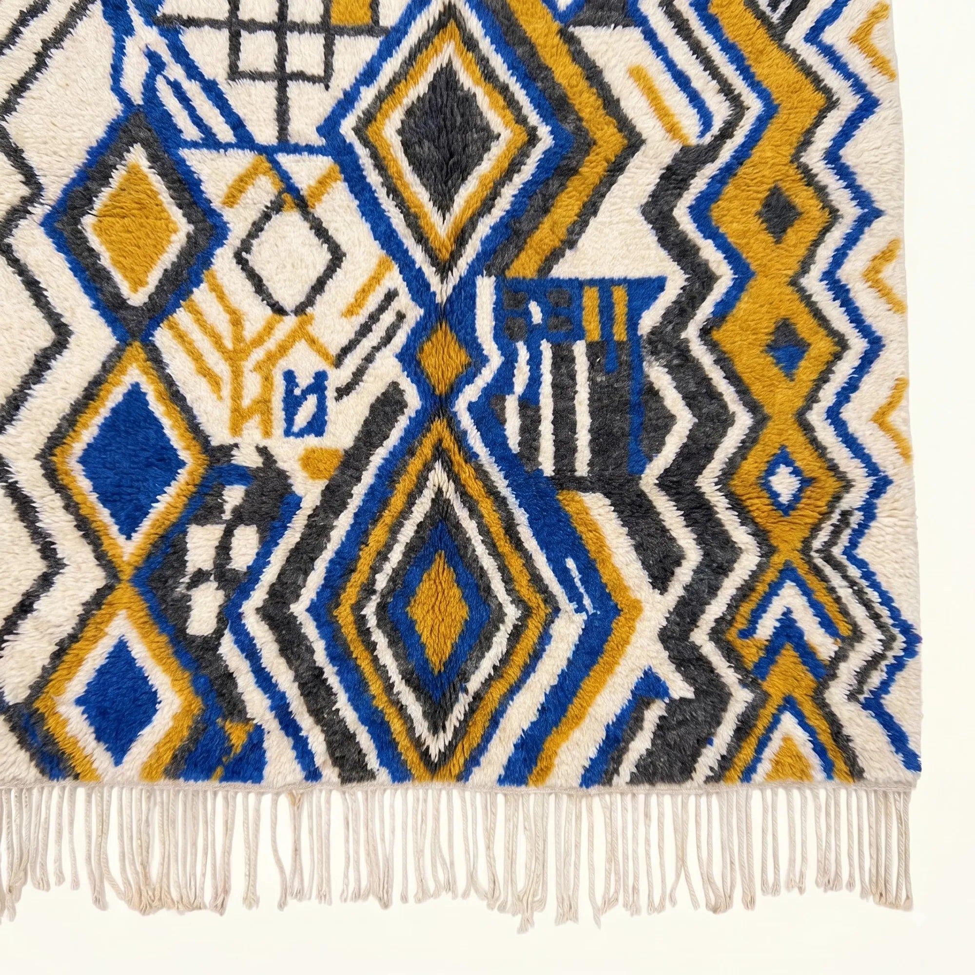 Blue Azilal rug border detail