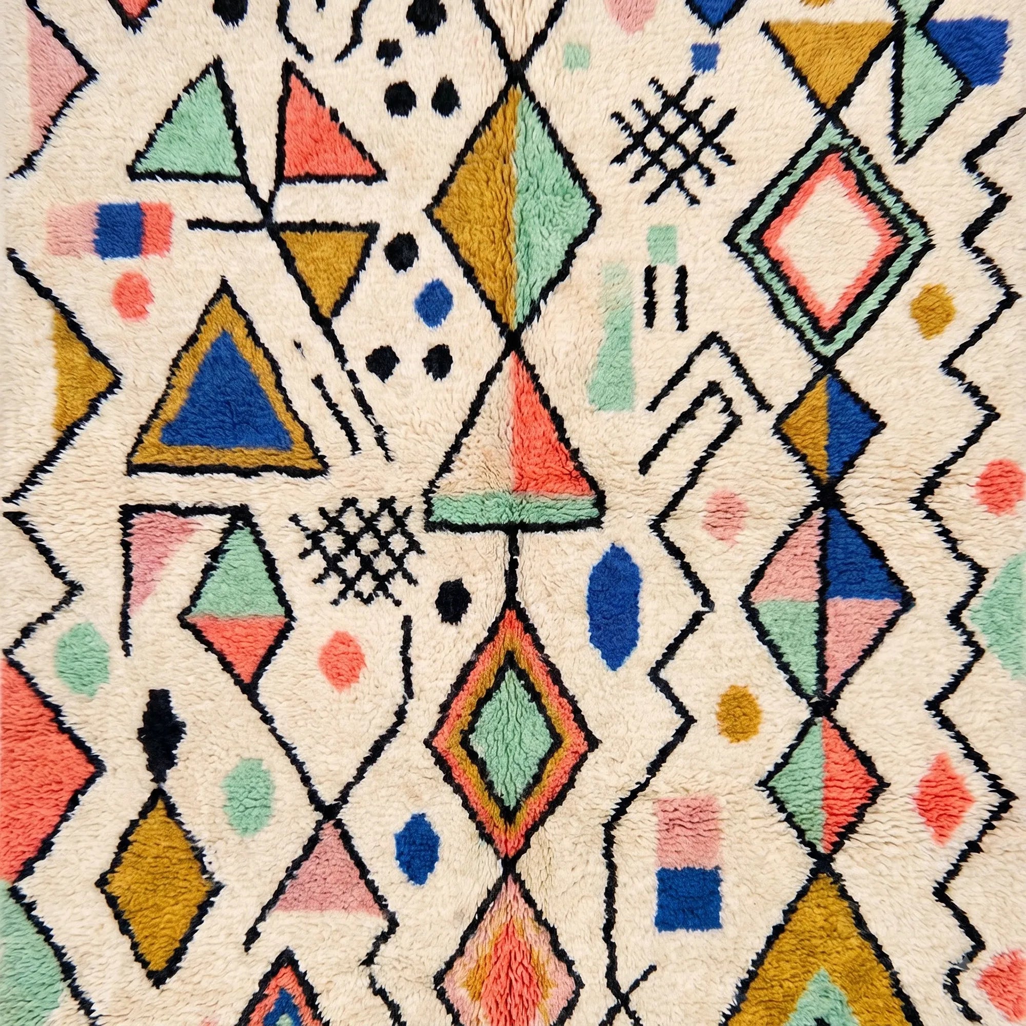 Ivory Azilal rug Ighrem pastel symbol pattern close-up
