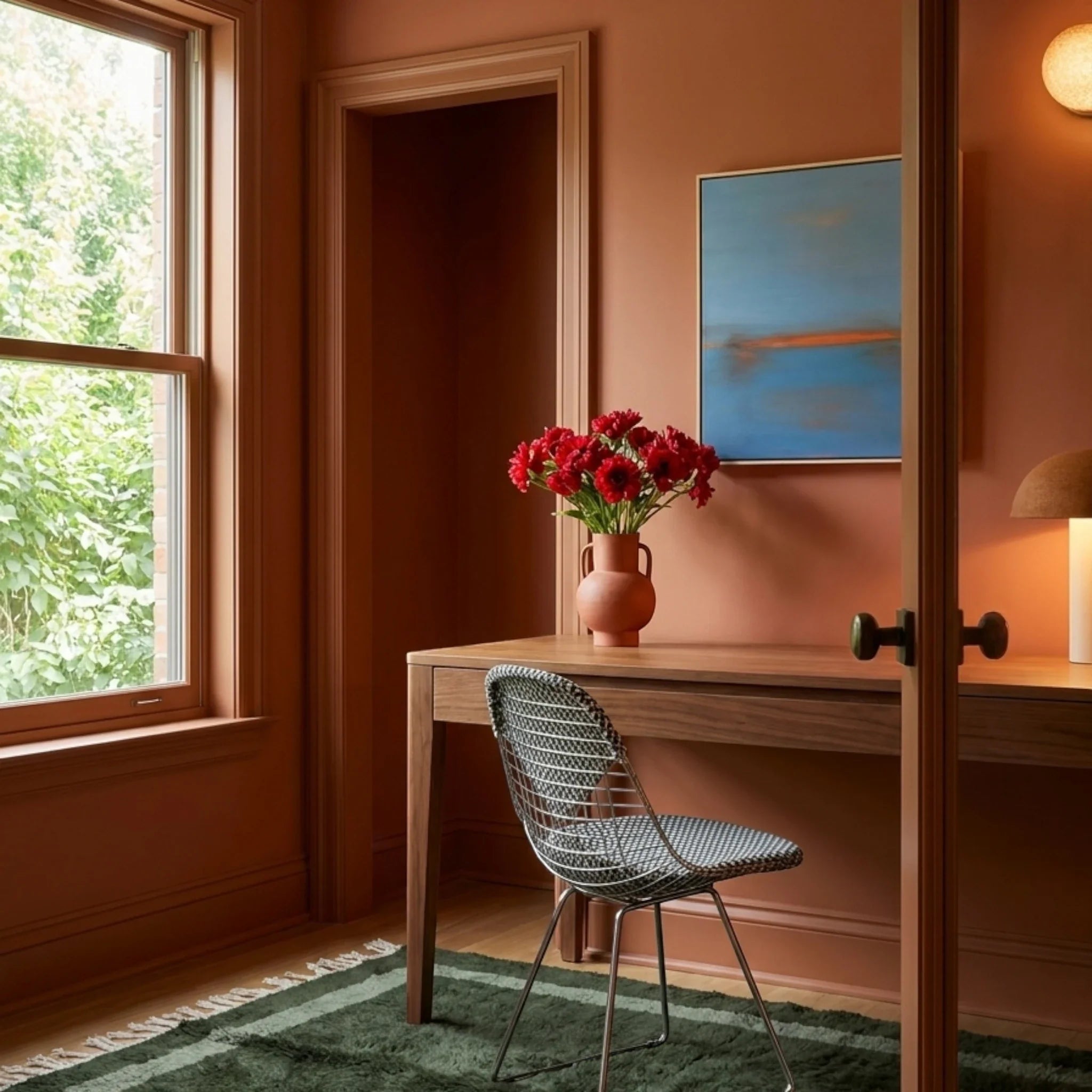 Azilal green Beni Ourain rug in a modern interior