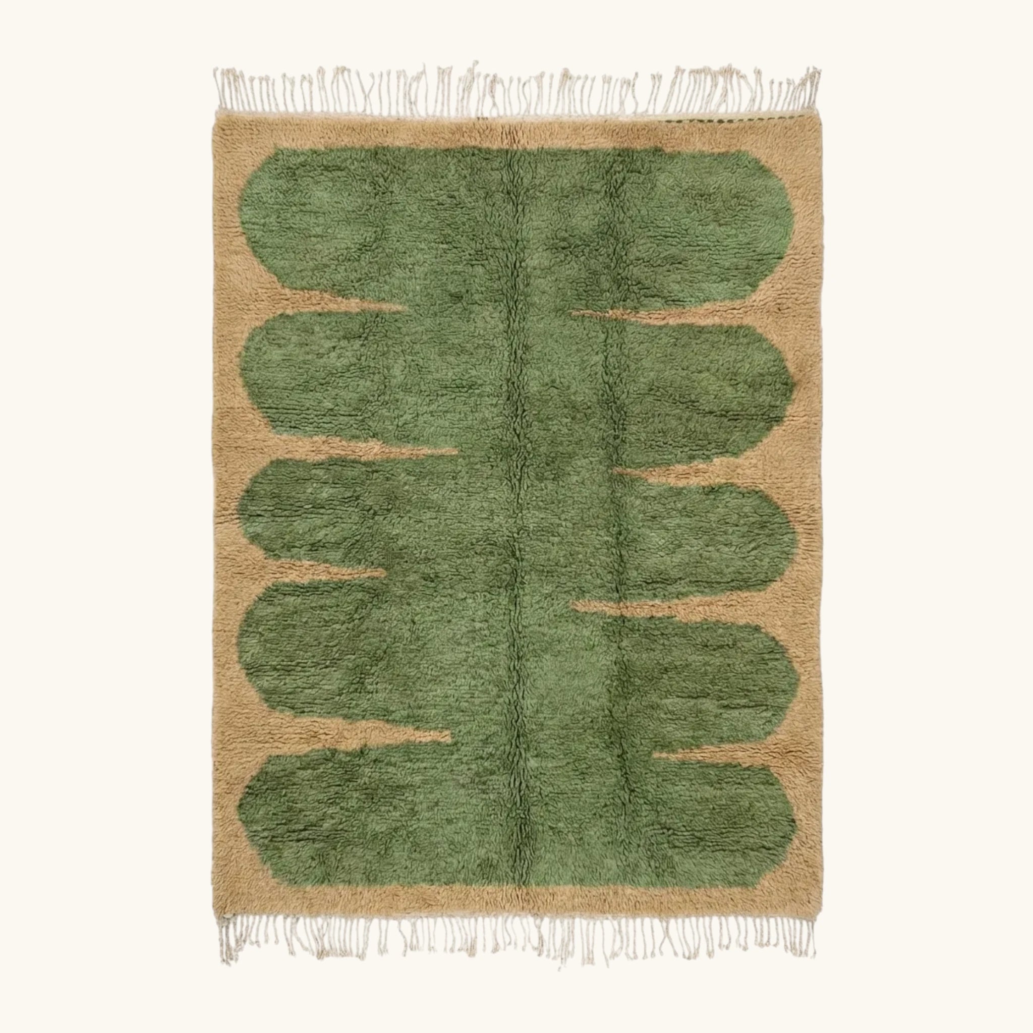 Azrar sage Beni Ourain rug full view