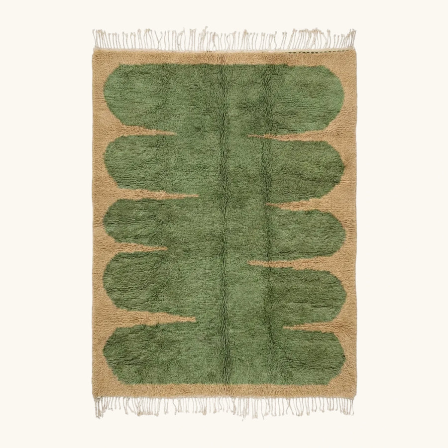 Azrar sage Beni Ourain rug full view