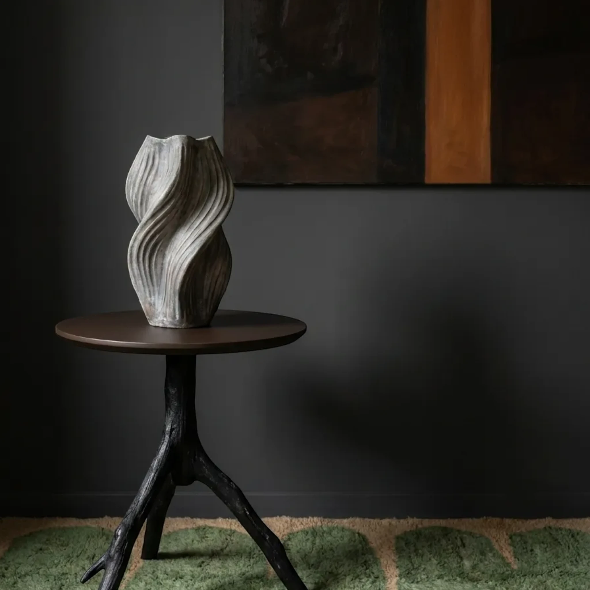 Azrar sage Beni Ourain rug in a contemporary interior