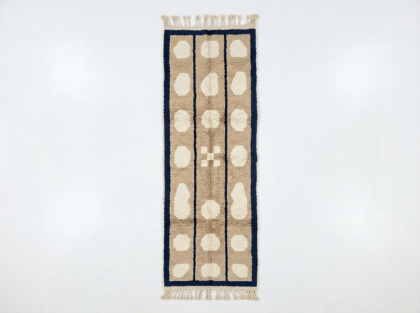 Beige, Cream & Navy Mrirt Runner – Pebble Columns – Tanirt
