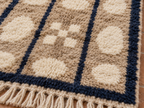 Close-up of plush wool pile showing pebble texture and navy column borders on the Mrirt runner