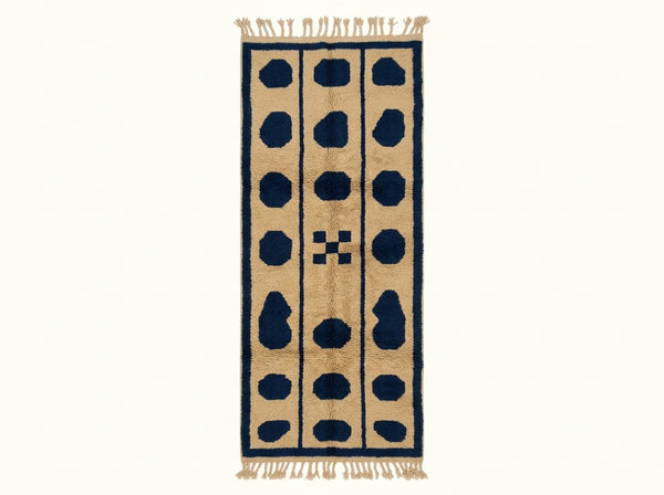 Beige & Navy Mrirt Runner – Pebble Columns – Tafukt
