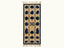 Beige and navy Mrirt runner with three columns of dark navy oval pebbles on a plain background, Tafukt design