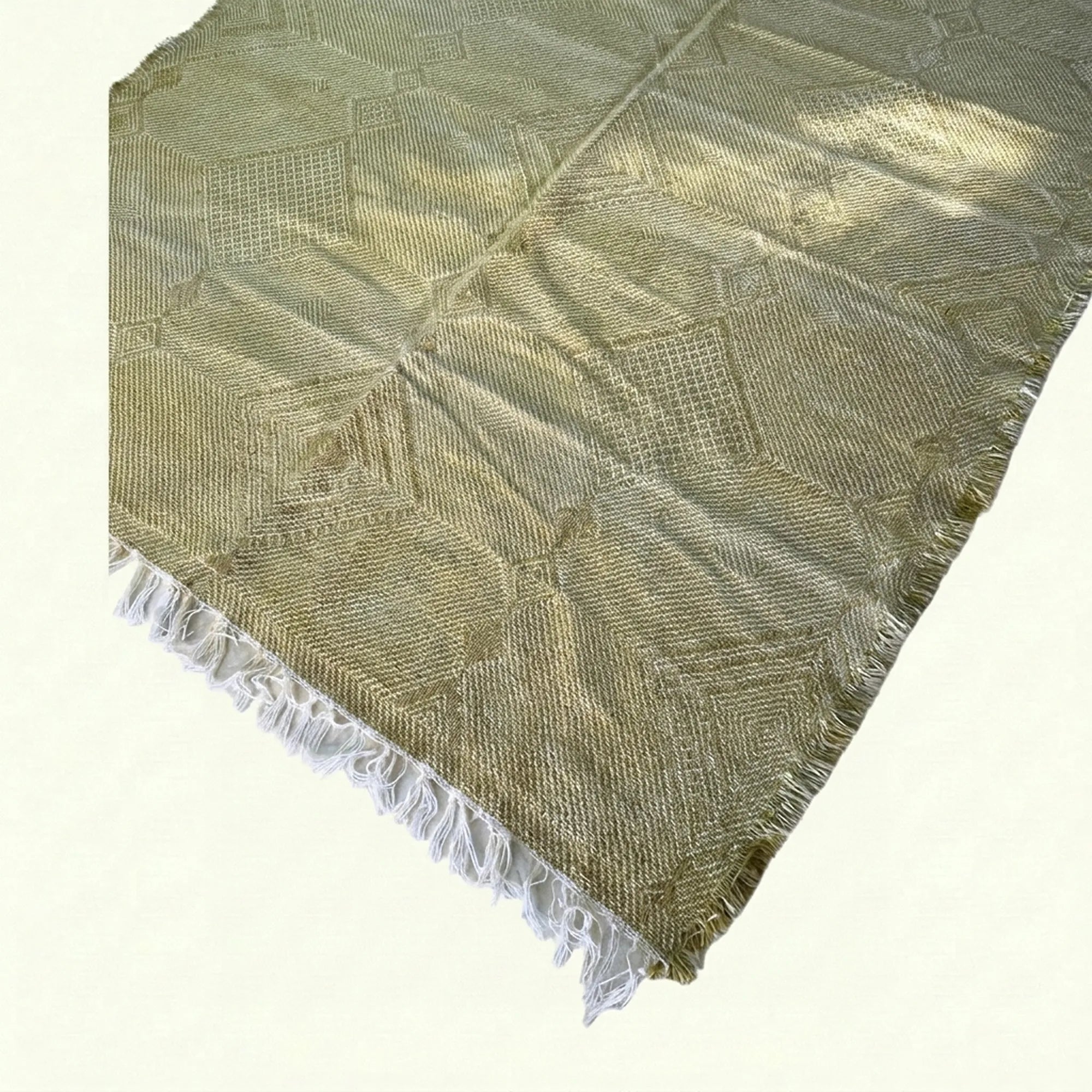 Beige and ivory Zanafi kilim rug Tifawine with tonal herringbone, tonal herringbone pattern detail