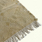 Beige and ivory Zanafi kilim rug Tifawine with tonal herringbone, flat-weave texture detail