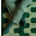 Green Beni Ourain Rug – Abstract Moroccan Pattern – Tifawt