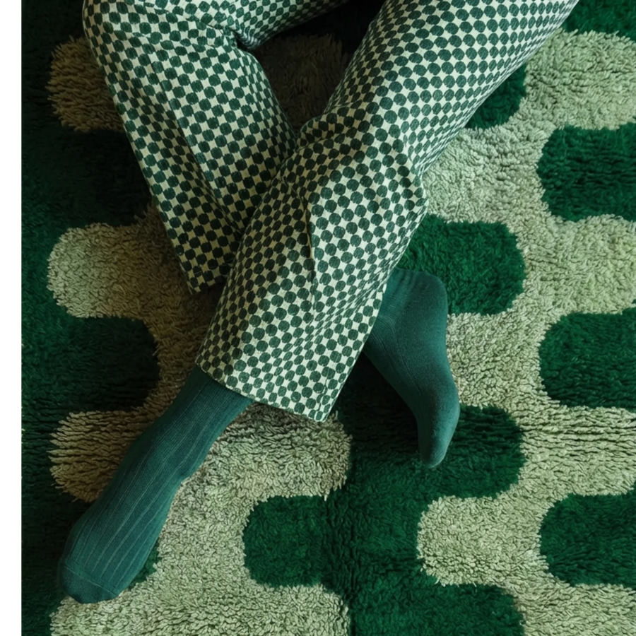 Green Beni Ourain Rug – Abstract Moroccan Pattern – Tifawt