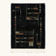 Full view of the Aghbal black, terracotta and olive Beni Ourain rug with an abstract linear design.