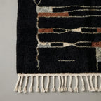 Close-up of the natural Atlas wool texture on the Aghbal rug.