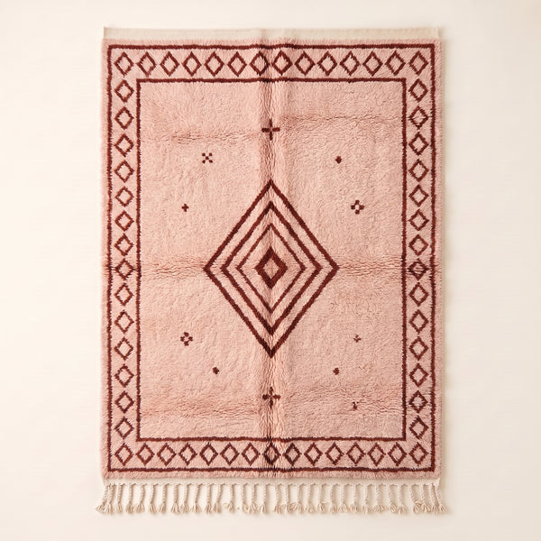 Blush & Rust Beni Ourain Rug – Concentric Diamond – Damya