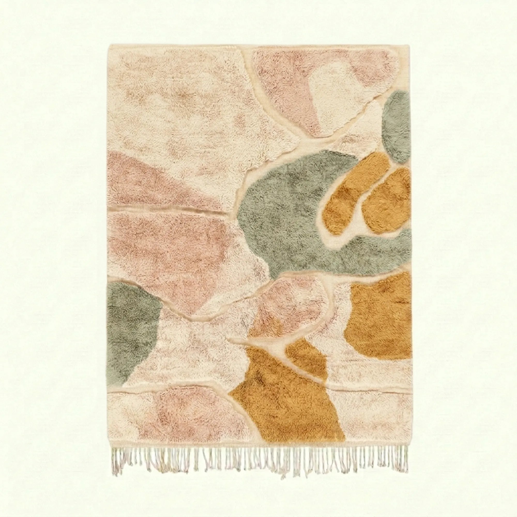 Blush & Sage Mrirt rug Tafzara with flowing organic shapes, full rug view
