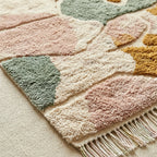 Blush & Sage Mrirt rug Tafzara, flowing organic shapes craftsmanship detail