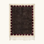 Brown and burgundy Beni Ourain rug, full view
