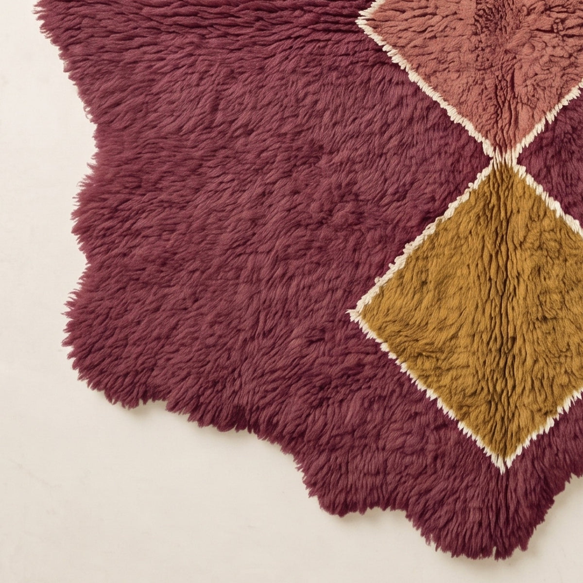 Corner edge detail showing wavy irregular border and cream fringe