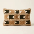 Caramel & Black Moroccan wool lumbar pillow, Tile Triangles design, 14 x 24 in
