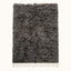 Charcoal Beni Ourain Rug – Textured Pile – Dihya, flat lay on plain background showing full rectangle with ivory fringe