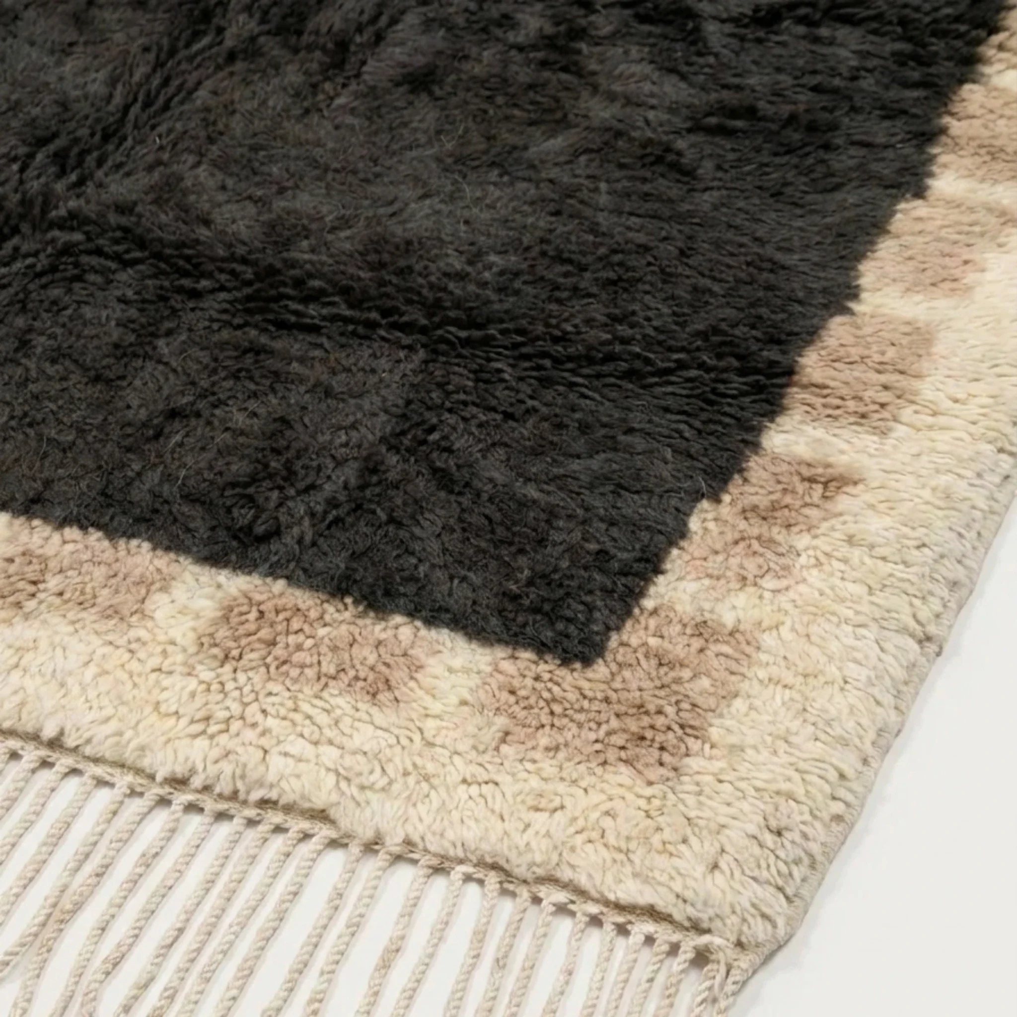 Charcoal and ivory Beni Ourain rug detail