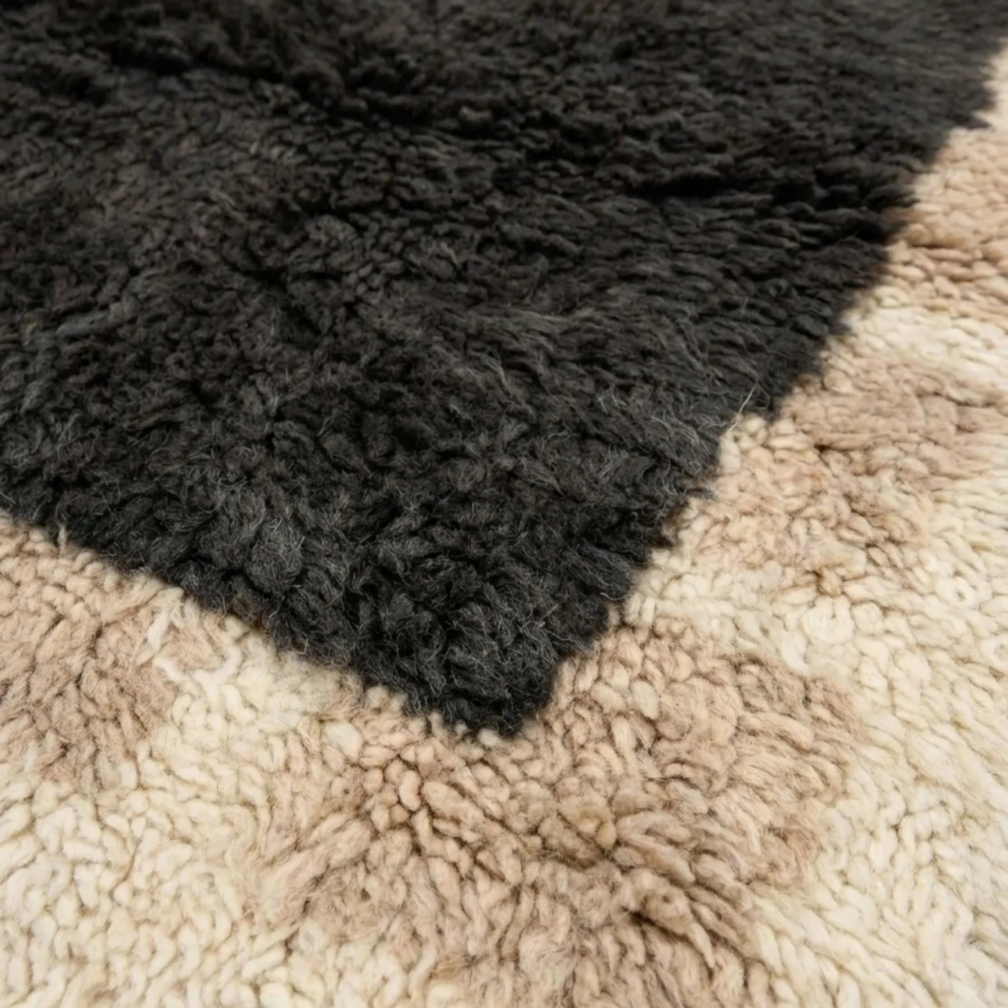 Charcoal and ivory Beni Ourain rug detail