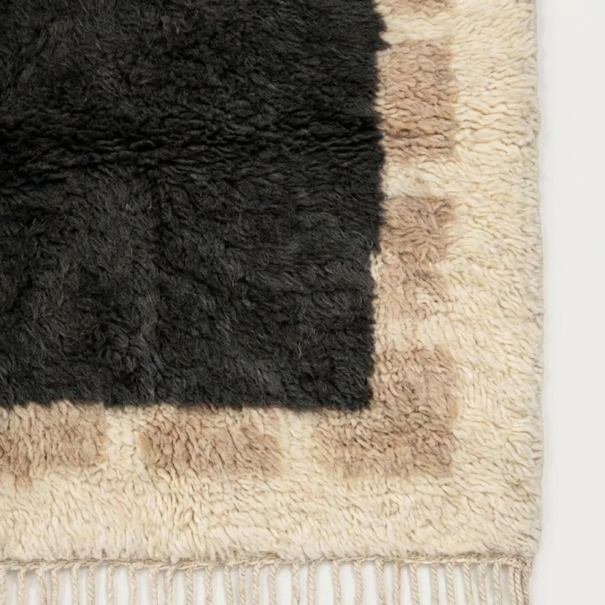Charcoal and ivory Beni Ourain rug detail