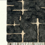 Charcoal and ivory Mrirt rug Itriwen pattern and pile detail