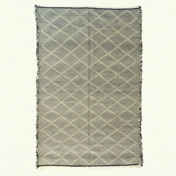 Tapis Kilim Zanafi Anthracite – Treillis de losanges – Amezruy