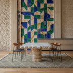 Charcoal Zanafi kilim rug Amezruy with diamond lattice, lifestyle room view