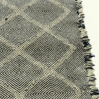 Charcoal Zanafi kilim rug Amezruy with diamond lattice, weave detail