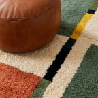 Green Beni Ourain Rug – Abstract Color Block Design – Anir
