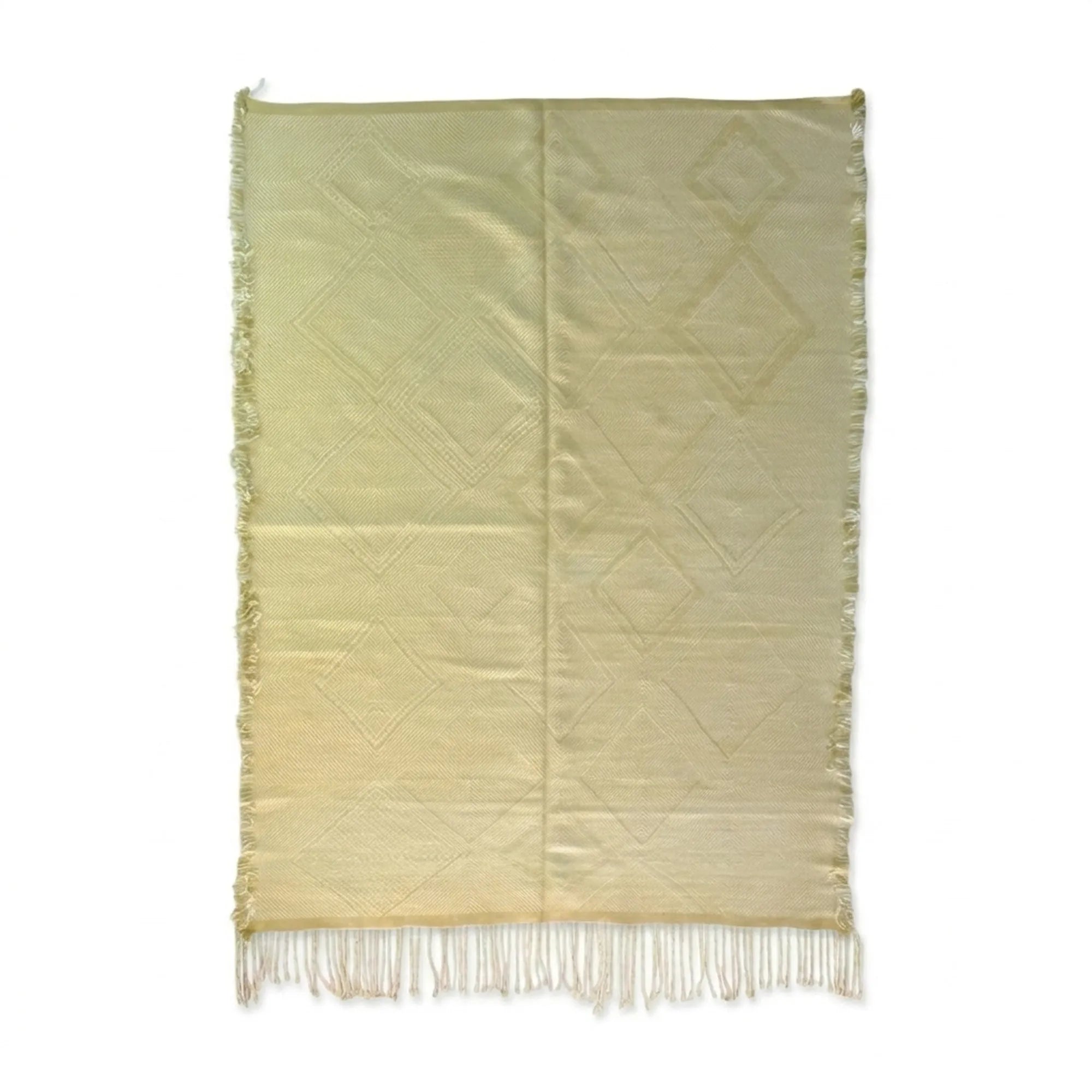 Cream Zanafi kilim rug Aitounir with minimal panels, full rug view