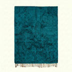 Deep teal Mrirt rug Tayriq with abstract grid pattern, full rug view