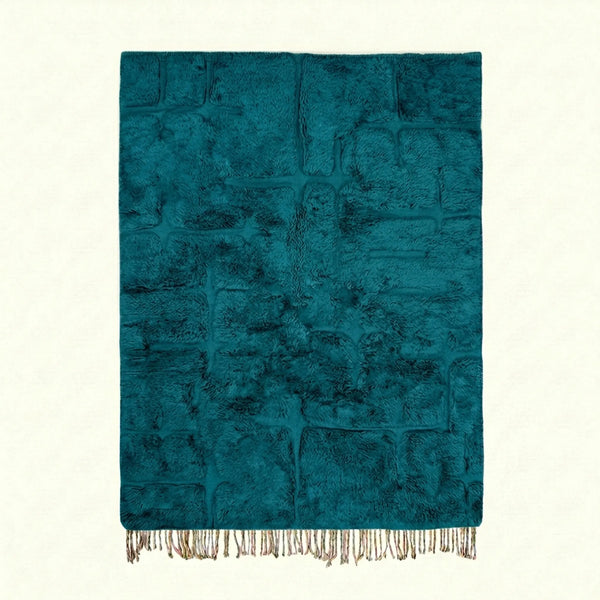 Tapis Mrirt Bleu Canard Profond – Quadrillage abstrait – Tayriq