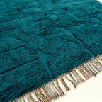 Deep teal Mrirt rug Tayriq pile and fringe detail