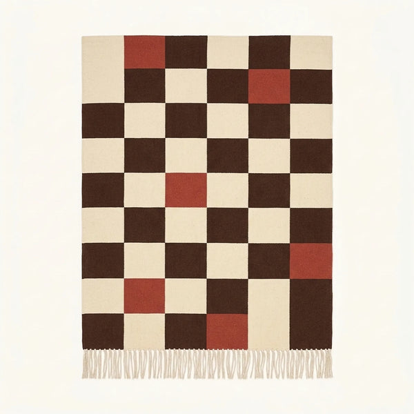 Ivory Zanafi Rug – Checkerboard Pattern – Demnate