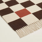 Ivory Zanafi rug Demnate checkerboard border and fringe detail