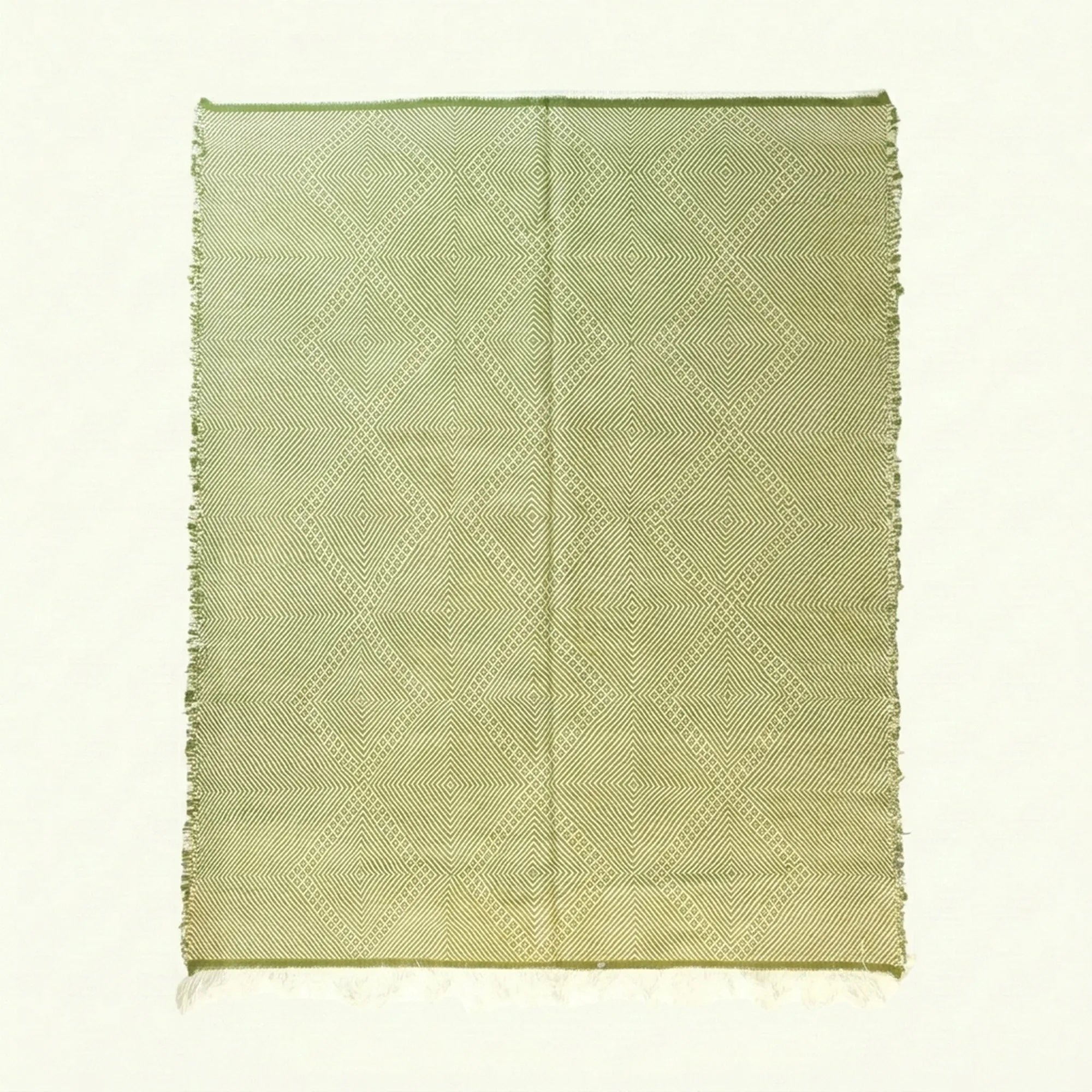 Sage Zanafi Kilim rug Fint with subtle diamond pattern, full rug view