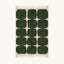 Full view of the Anir forest green and ivory Beni Ourain rug with a rounded grid design.